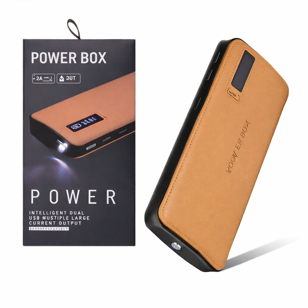 Повербанк 20000 мА&middot;ч 3&times;USB LCD-дисплей корпус из экокожи, коричневый PB-20BR фото