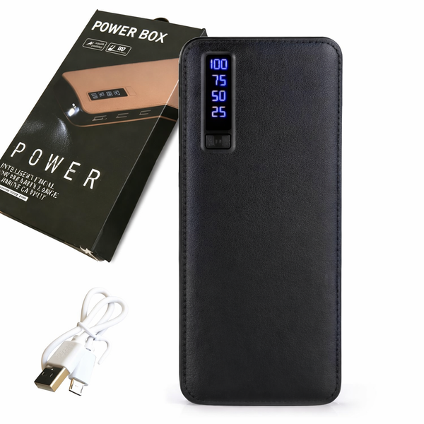Повербанк 20000 мА&middot;ч 3&times;USB LCD-дисплей корпус из экокожи, черный PB-20BL фото